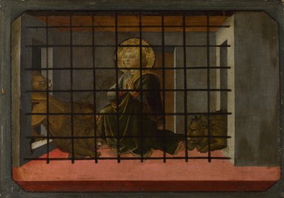 Szent Mamas a börtönben a Pistoia Santa Trinità oltárkép Lions Predella-paneljére vetve, 1455-1460 alkotó: Fra Filippo Lippi