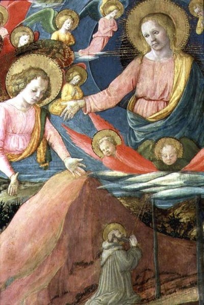 Szent Jeromos halála Inghirami adományozóval, részlet a Mennyei Seregről és az angyalokról, 1459-60 alkotó: Fra Filippo Lippi