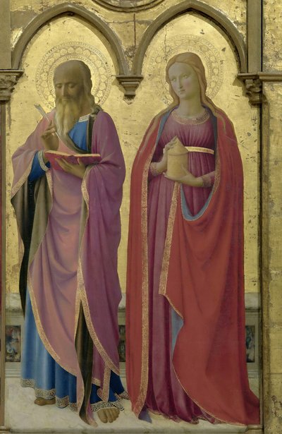 Szent Máté és Mária Magdolna. Cortona poliptichon, 1437 körül. alkotó: Fra Giovanni Angelico da Fiesole