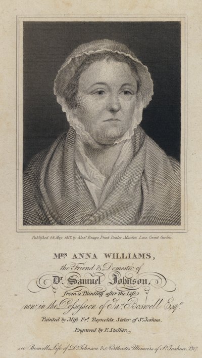 Anna Williams, walesi költő és Samuel Johnson angol író barátja (metszet) alkotó: Frances (after) Reynolds