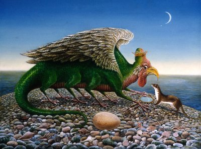 Bazilikusz, 1986 (olajok és tempera papíron) alkotó: Frances Broomfield