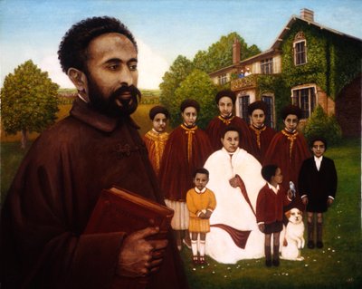 Haile Selassie száműzetésben, 1987 (olaj és tempera a panelen) alkotó: Frances Broomfield
