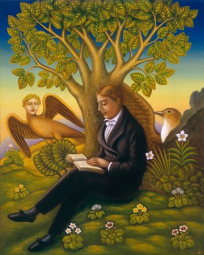Keats (1795-1821) és a Nightingale, 2002 (olaj és tempera a panelen) alkotó: Frances Broomfield