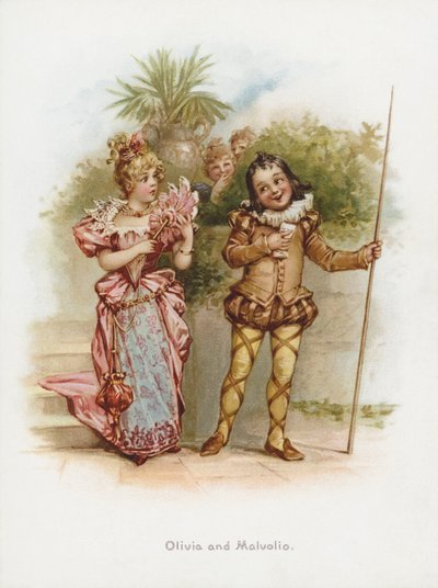 Olivia és Malvolio (kromolit) alkotó: Frances Brundage