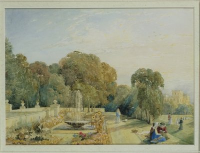 Kilátás a Chatsworth-i kertre, Derbyshire-ben, 1820 körül (85760 pár) alkotó: Frances Elizabeth Swinburne