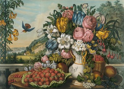 Táj - Gyümölcs és virág, 1862. alkotó: Frances Flora Bond Palmer