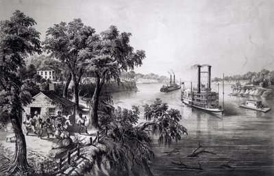 Alacsony vízállás a Mississippin, kiadó: Currier és Ives, 1867. alkotó: Frances Flora Bond Palmer