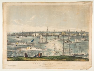 New York kilátása a Brooklyn Heightsről, 1849. alkotó: Frances Flora Bond Palmer