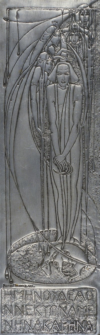 Repousse fehér fémlemez, 1893 (fém) alkotó: Frances Macdonald