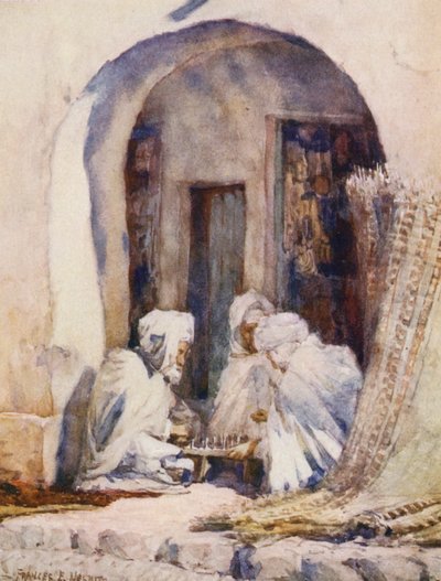 A Game of Draughts (színes litográfia) alkotó: Frances Nesbitt