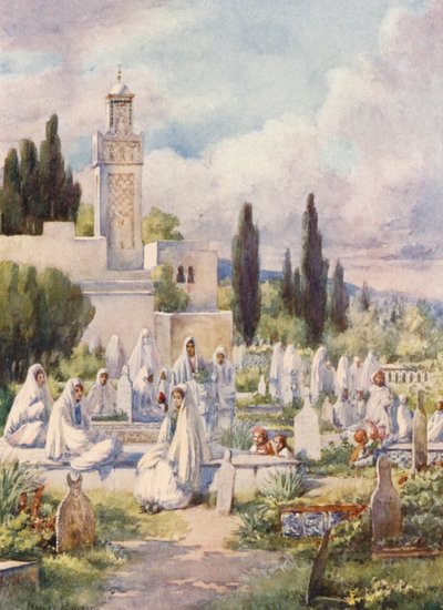 Péntek a temetőben, Algír (színes litográfia) alkotó: Frances Nesbitt