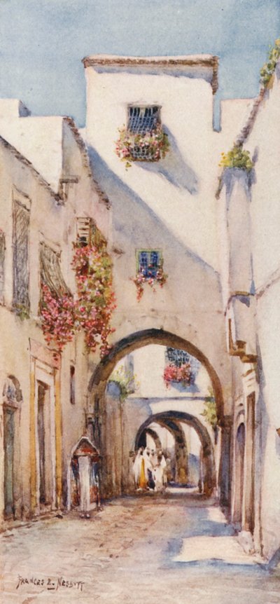 Rue Tourbet el Bey, Tunisz (színes litográfia) alkotó: Frances Nesbitt
