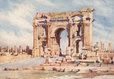 Traianus boltíve, Timgad (színes litográfia) alkotó: Frances Nesbitt