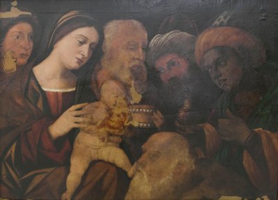 A bölcsek imádása, valószínűleg Francesco Rizzo da Santacroce alkotása. alkotó: Francesco (fl.1508 45) Rizzi da Santacroce
