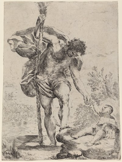 Szent Kristóf kezet nyújt a kisded Jézusnak, 1650-es évek. alkotó: Francesco Amato