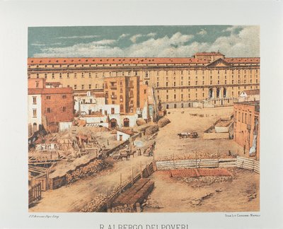 Olaszország, Nápoly, Albergo dei Poveri (Szegények Hospice) 1889 (litográfia) alkotó: Francesco Aversano