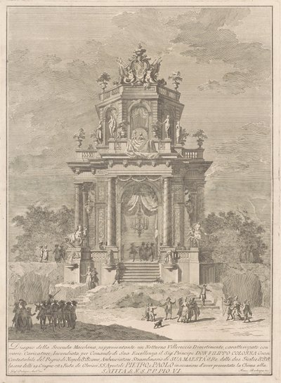 The Seconda Macchina for the Chinea 1782: Vidéki fesztivál éjjel, 1782. alkotó: Francesco Barbazza