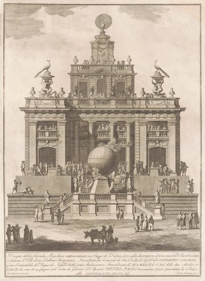 Az 1785-ös Seconda Macchina Chinea számára: Örömpalota léggömbbel, 1785. alkotó: Francesco Barbazza