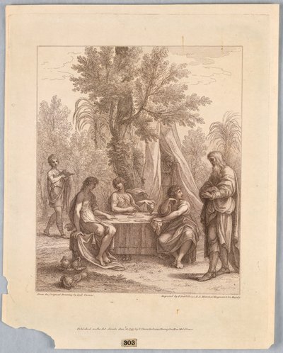 Ábrahám három angyalt szórakoztat alkotó: Francesco Bartolozzi