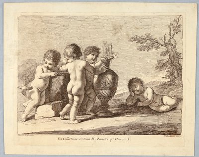 Fiúk játszanak a madárral alkotó: Francesco Bartolozzi