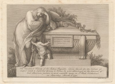 Sir Joshua Reynolds temetési kártyája alkotó: Francesco Bartolozzi
