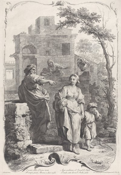 Hágár a vadonba küldve, 1758. alkotó: Francesco Bartolozzi
