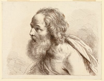 Egy szakállas, meztelen vállú öregember portréja alkotó: Francesco Bartolozzi
