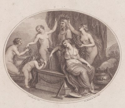 A Raphael mellszobrát megkoronázó kegyelmek, 1788. július 28. alkotó: Francesco Bartolozzi