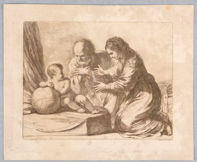 Szűz Mária, József és gyermek, földgömbbel alkotó: Francesco Bartolozzi