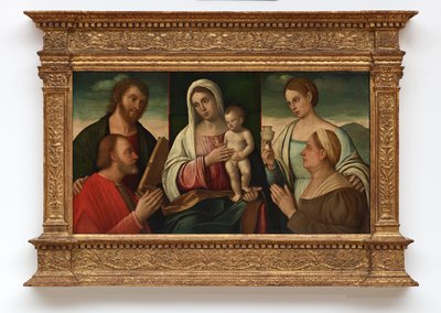 Madonna és gyermek szentekkel és adományozókkal alkotó: Francesco Bissolo