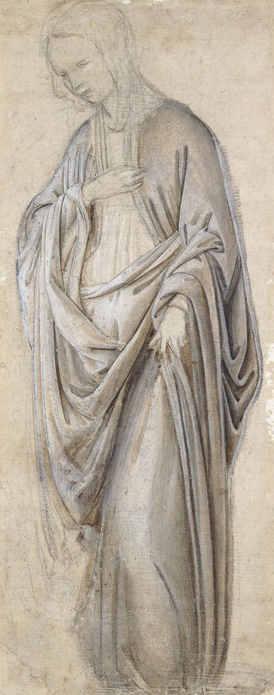Drapery-tanulmány egy Szűz Angyali üdvözletnek, alkotó: Francesco Botticini