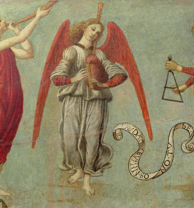 Dudás angyal, 1475-97 körüli tempera a 64871-es panelrészleten, lásd még 64873 és 64874 alkotó: Francesco Botticini