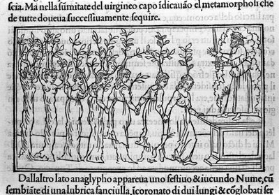 A velencei Francesco Colonna domonkos szerzetes „Hypnerotomachia Polyphili” (Poliphila álma) metszete alkotó: Francesco Colonna