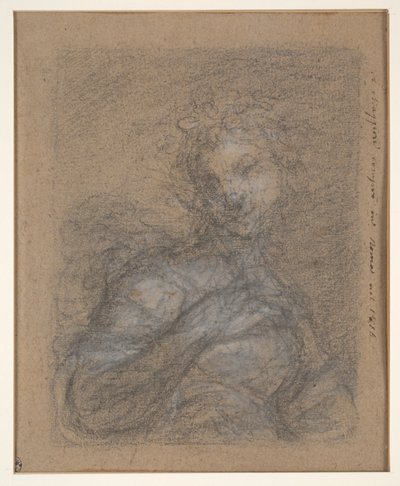 Félhosszú női alak (recto); Ülő katona páncélban (verso) alkotó: Francesco Curradi