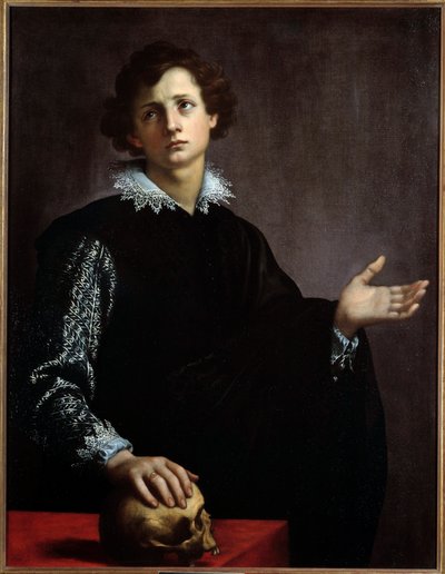 Egy fiatal férfi portréja. Francesco Currado (1570-1661) festménye (Vanita) alkotó: Francesco Currado