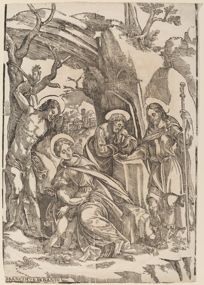 A Szent Család Szent Sebestyénnel és Szent Rókussal alkotó: Francesco Denanto