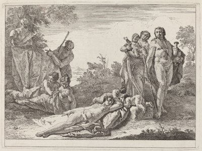 Apolló és nimfák egy tájban Pan mellszobrával alkotó: Francesco Fontebasso