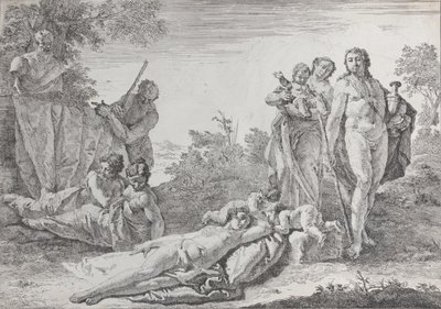 Kilenc figura a Pán Herm közelében, Bacchanals and Histories, 1744. alkotó: Francesco Fontebasso