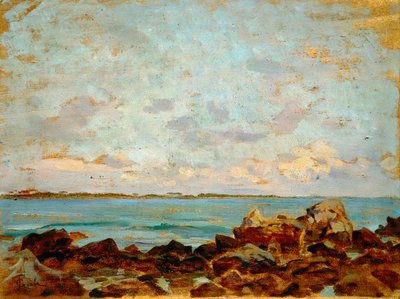 Francesco Gioli (1846-1922) Castiglioncello, olajtábla, 27x36 cm alkotó: Francesco Gioli