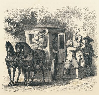 Lucy elrablása, Alessandro Manzoni (1785-1873) epizódja az Eljegyzésből, Francesco Gonin (1808-1889) illusztrációja az 1840-es kiadáshoz alkotó: Francesco Gonin