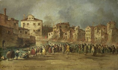 A tűz a velencei San Marcuola negyedben, 1789. november 28 alkotó: Francesco Guardi (copy after)