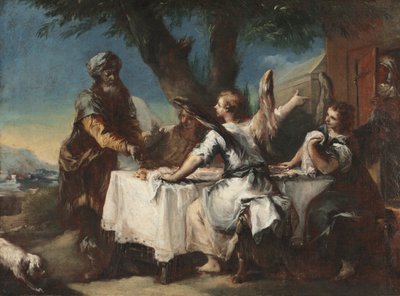 Ábrahám üdvözli a három angyalt, 1750-es évek. alkotó: Francesco Guardi