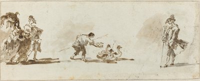 Egy elegáns pár, egy libafiú és egy úriember [recto] alkotó: Francesco Guardi