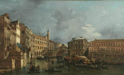 A Rialto és a Palazzo dei Camerlenghi látképe alkotó: Francesco Guardi