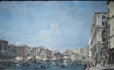Canal grande a Rialto-hídnál, 1780-90 körül (olaj, vászon) alkotó: Francesco Guardi