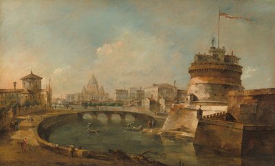 Az Angyalvár fantáziadús látképe, Róma, 1785 körül (olaj, vászon) alkotó: Francesco Guardi