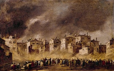 Tűz a San Marcuola-i olajraktárban, 1790 alkotó: Francesco Guardi