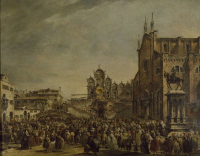 Pius pápa megáldja a sokaságot a Campo SS-en. Giovanni és Paolo, 18. század alkotó: Francesco Guardi