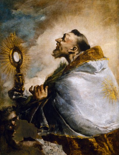 Szent az Eucharisztia imádójában vagy Szent Norbert az eksztázisban alkotó: Francesco Guardi