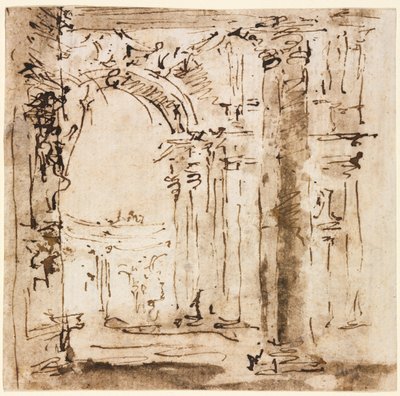 Vázlat a Villa Pisani labirintusáról alkotó: Francesco Guardi
